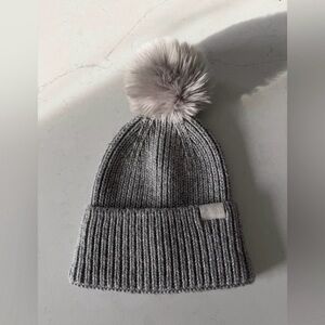 The North Face Gray Knit Beanie with Pom-Pom